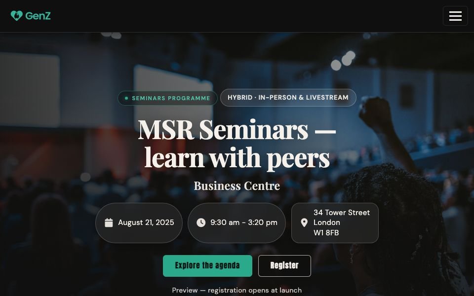 MSR Seminars programme homepage screenshot
